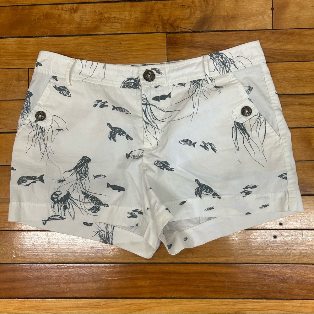 Anthropologie Daughters of Liberation Shorts Womens 6 Nautical Jellyfish Coastal